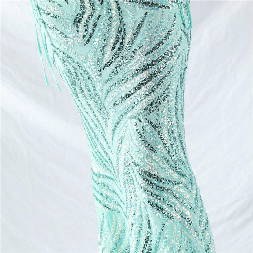 Vestido de noche con tirantes, top tipo tubo y lentejuelas apiladas encriptadas, con método de doble atado de cuerda. view 69