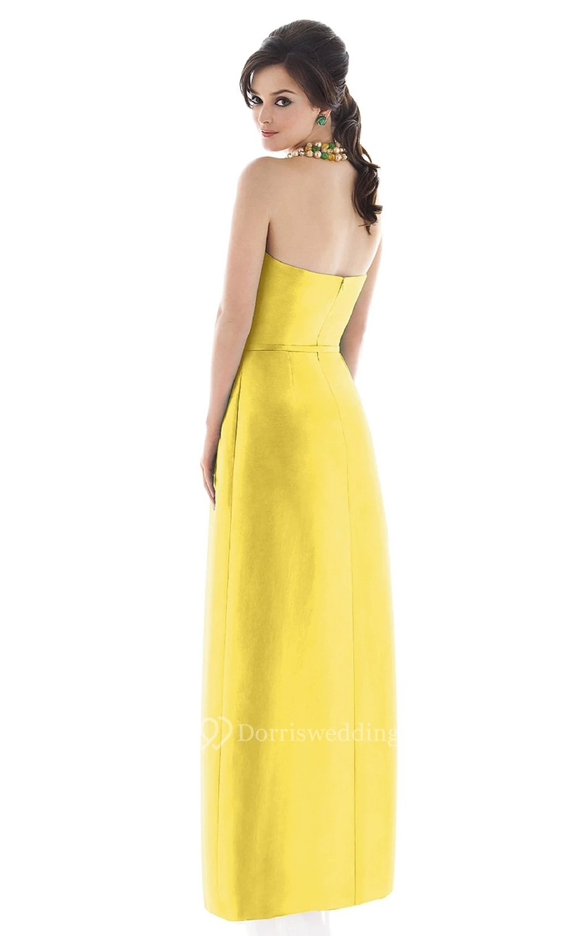 Magnificent Satin Gown With Ruching And Pockets view 2