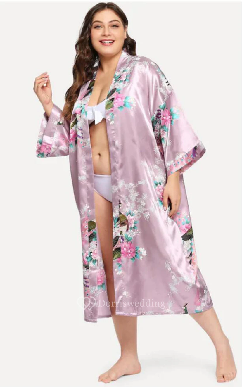 Plus Size Floral Bride Bridesmaid Robe view 4