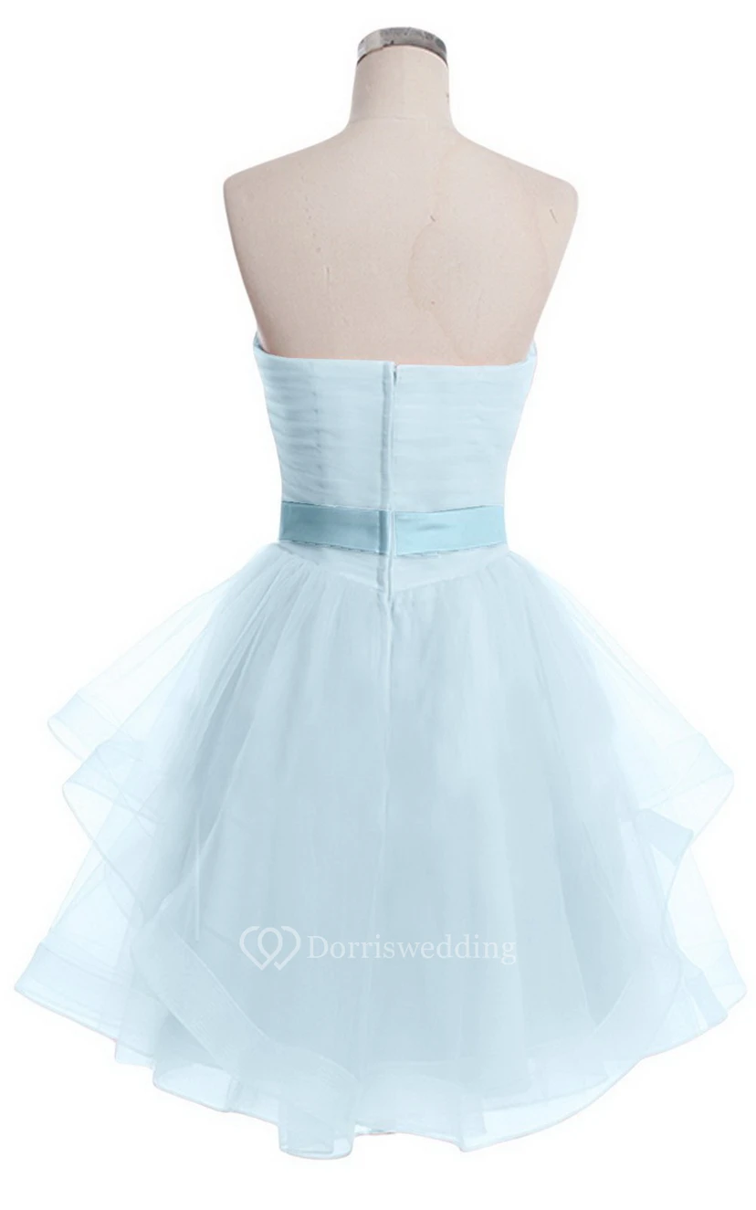 Sweetheart A-line Mini Dress With Pearled Waist view 7