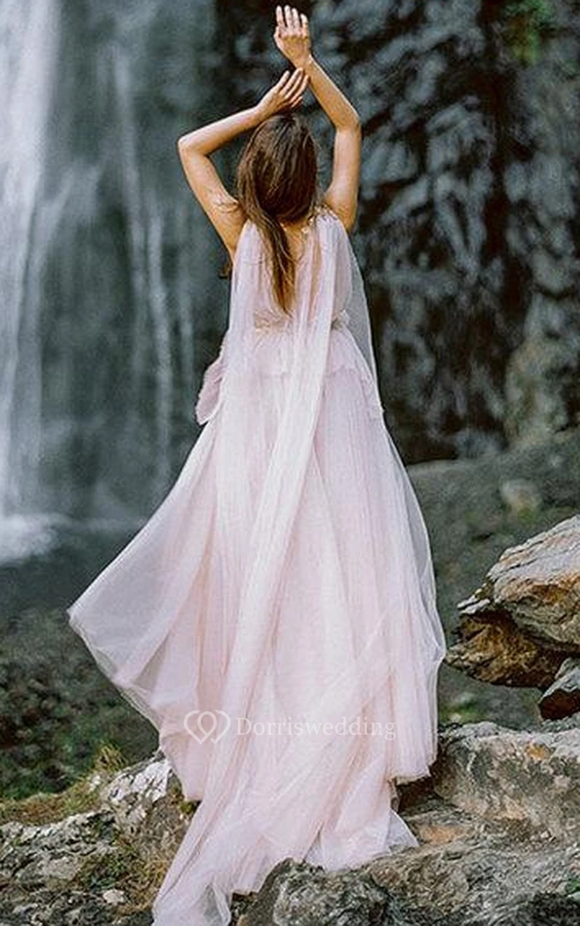 Bohemian Champagner Hochzeitskleid view 3
