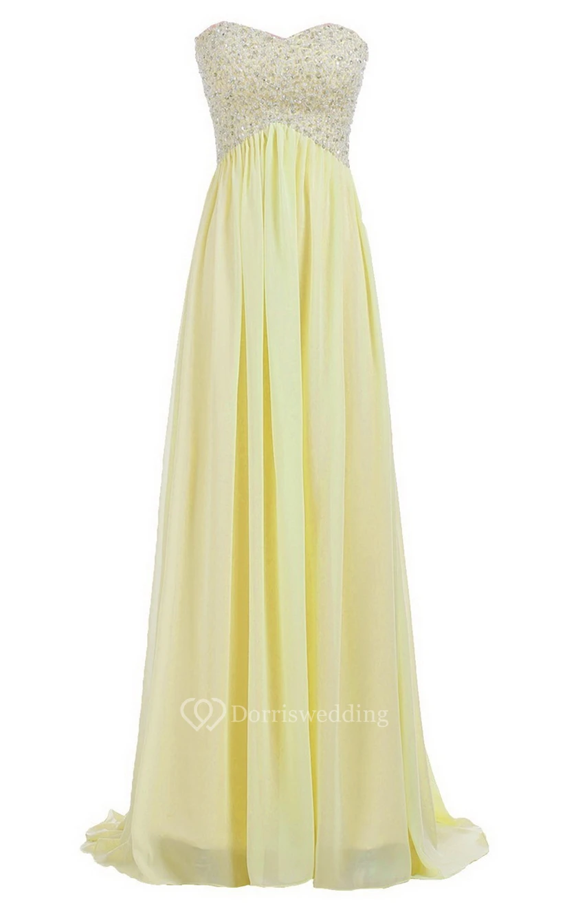 Sweetheart Empire Long Gown With Sequined Bodice view 20