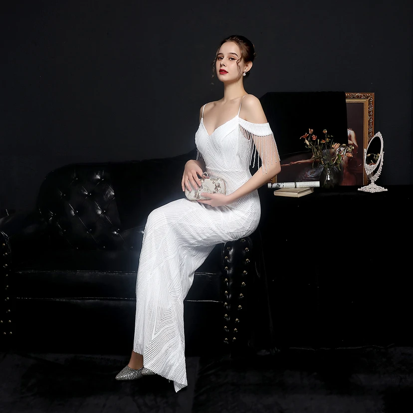 Sequined Fishtail Long Dress Performance Internet Celebrity Event Banquet Car Model Etiquette Evening Dress view 5