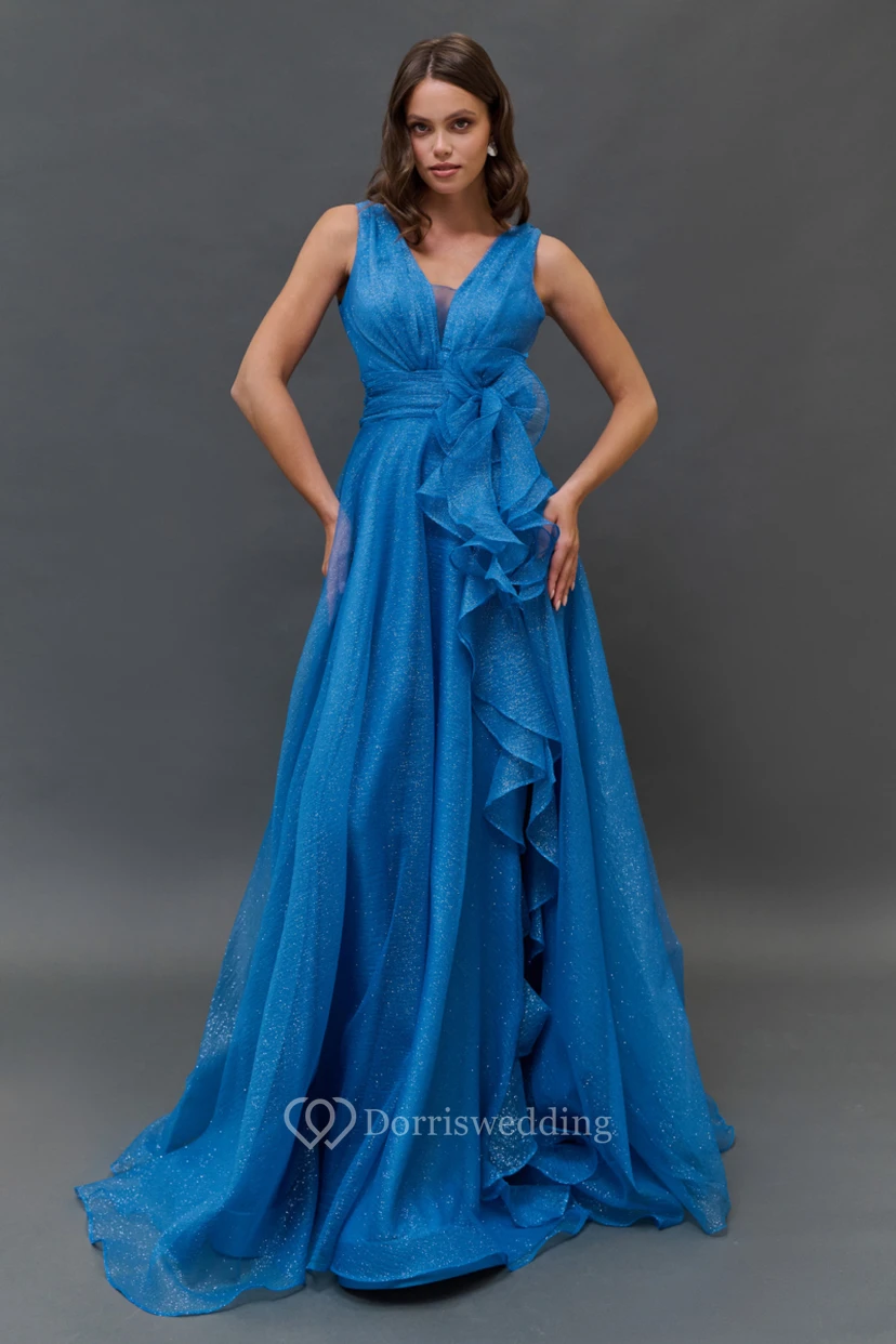 V-neck Sleeveless Empire A-line Drapped Dress video preview
