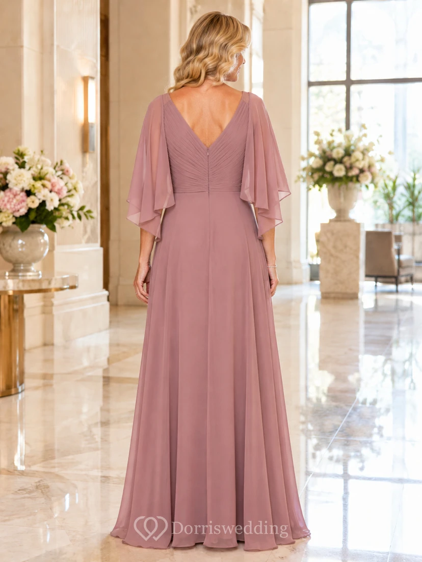 Brautmutterkleid aus Chiffon in Altrosa view 2