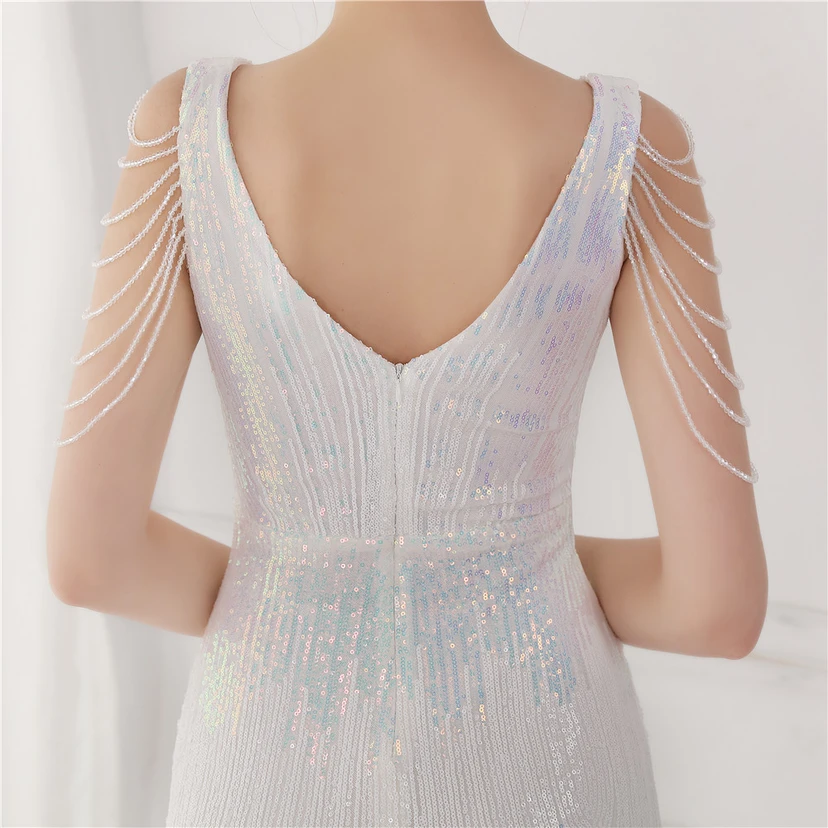 Vestido largo de lentejuelas con cola de pez, ideal para eventos, banquetes, eventos de celebridades y eventos de moda. Vestido de noche con etiqueta para modelos de automóviles. view 25