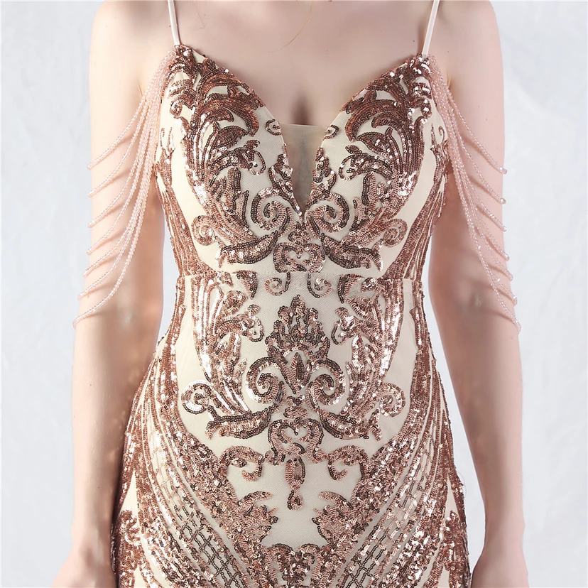 Handgefertigte Perlen, festes Netz, Positionierungsblumenperlen, Spleißnetz, heißes Tanz-Feier-Performance-Kleid view 8