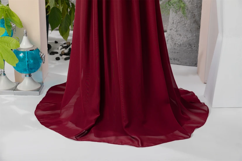 Lace Burgundy Chiffon Floor-length Sleeveless Flowergirl Dress view 4