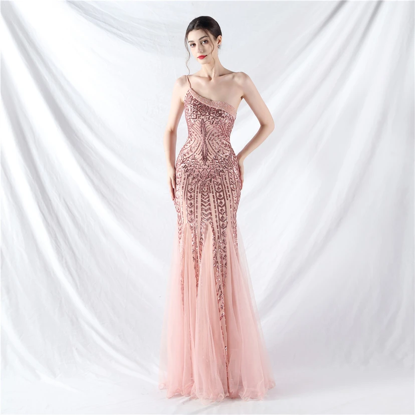 Crafted Beaded Positioning Flower Beads Splicing Mesh Gauze High-End Evening Dress view 61