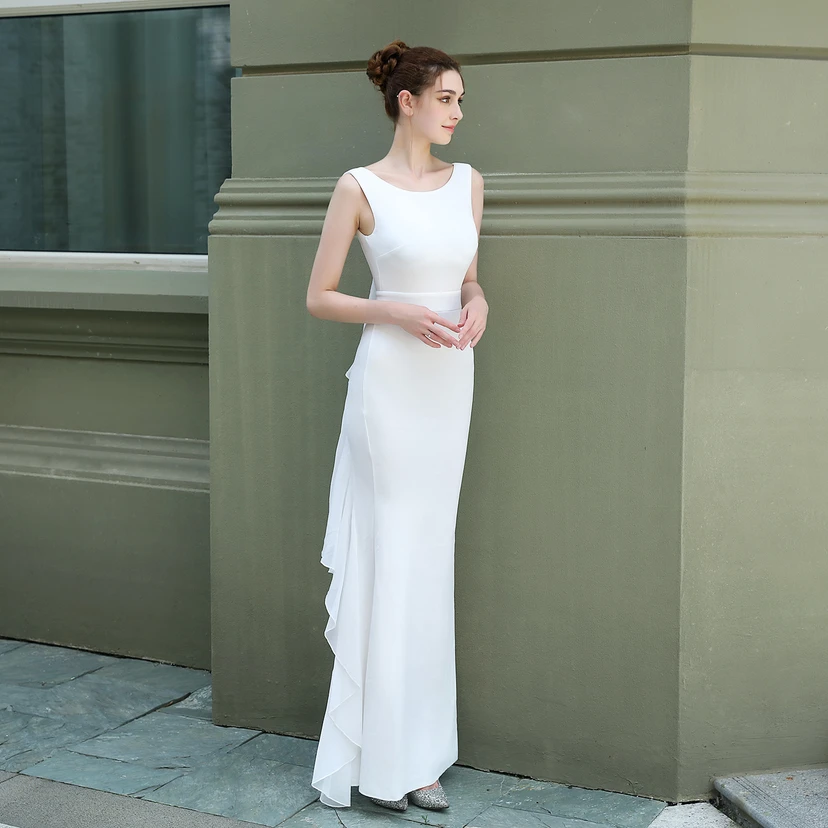 Abendkleid für die Braut, lang, ärmellos, rot, mit schmalem Meerjungfrauenschnitt, geeignet für Dankesbankette, Hochzeitsfeiern, Auto-Modelltreffen und Ausstellungen view 10