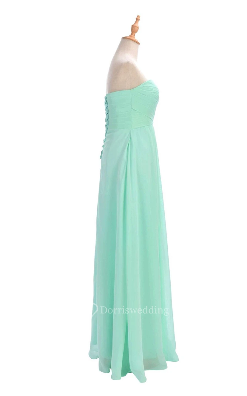 Sweetheart Criss-cross Chiffon A-line Dress With Lace-up Back view 23