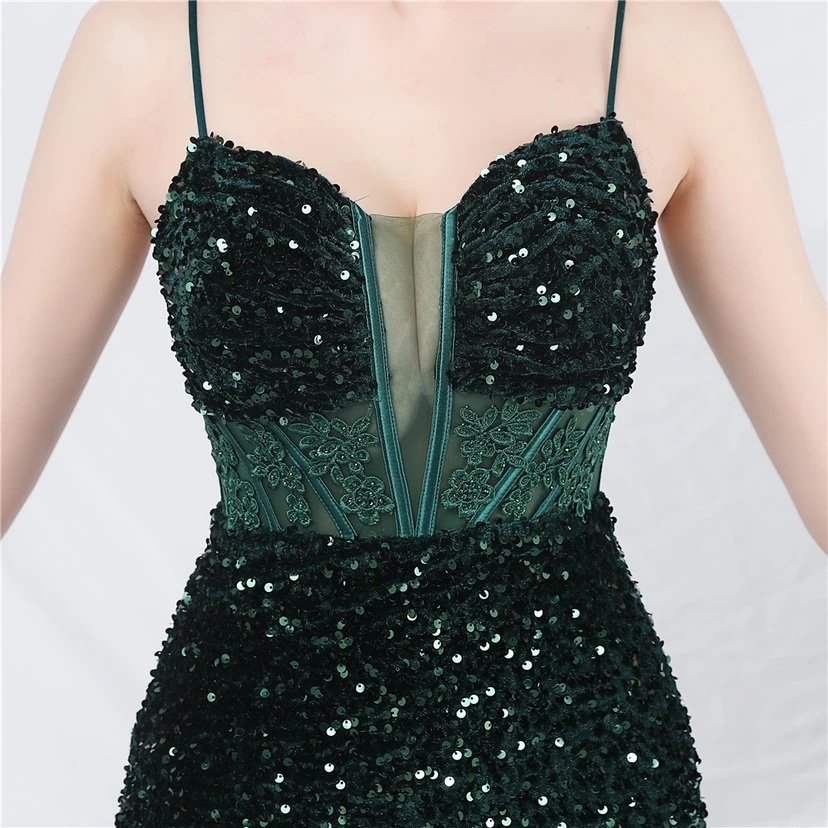 Vestido de noche pesado, estilo palacio, chaleco con diseño de espina de pescado, cintura con bordado de diamantes, flores, hombros descubiertos y tirantes. Vestido de alta gama. view 40