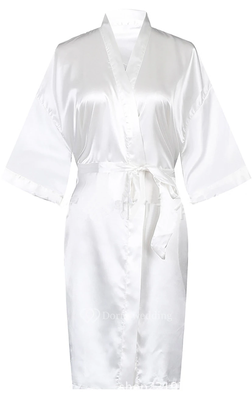 Plain Bride Bridesmaid Short Robe view 5