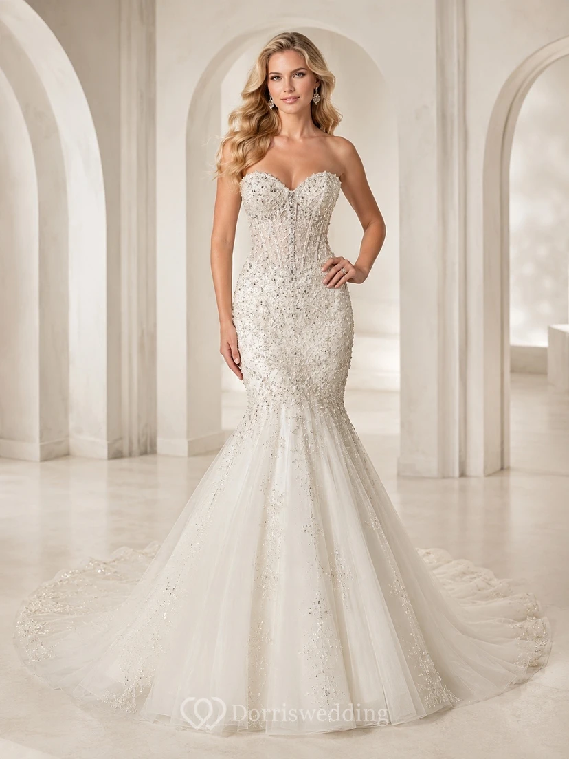Mermaid a Elegant Bridal Formal Ceremony Wedding Dress