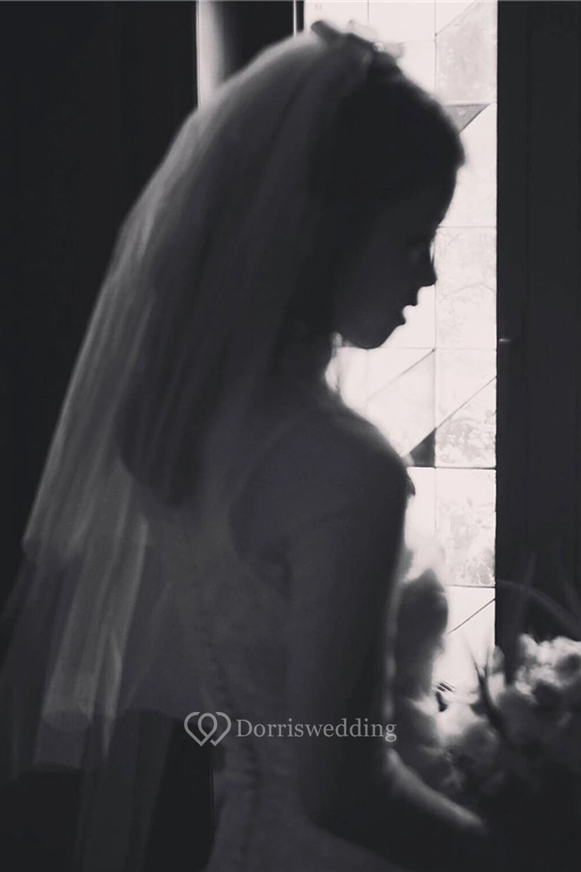Simple Wedding Veil With Bow view 3