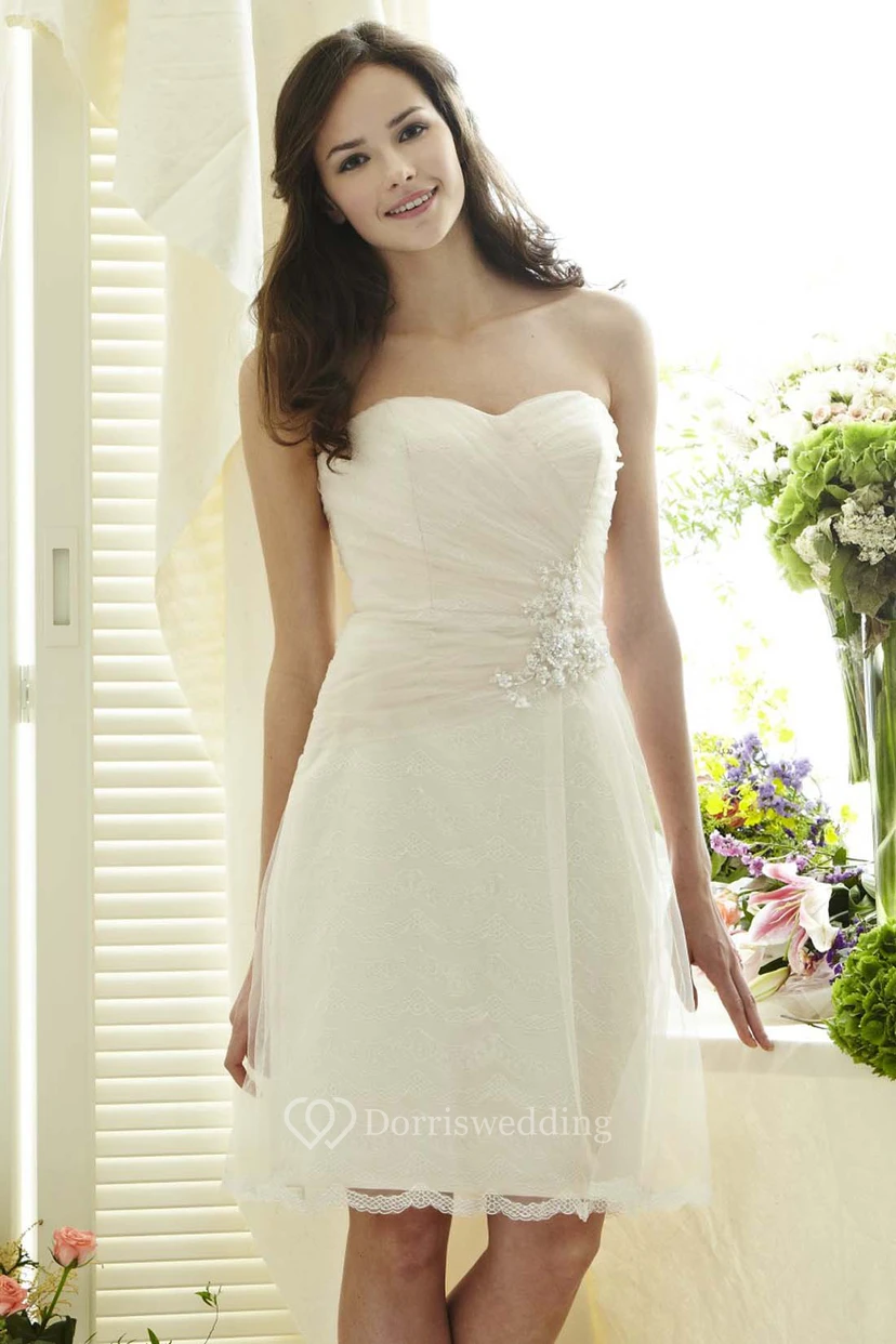 Knee-Length Criss-Cross Sweetheart Sleeveless Tulle Prom Dress view 4