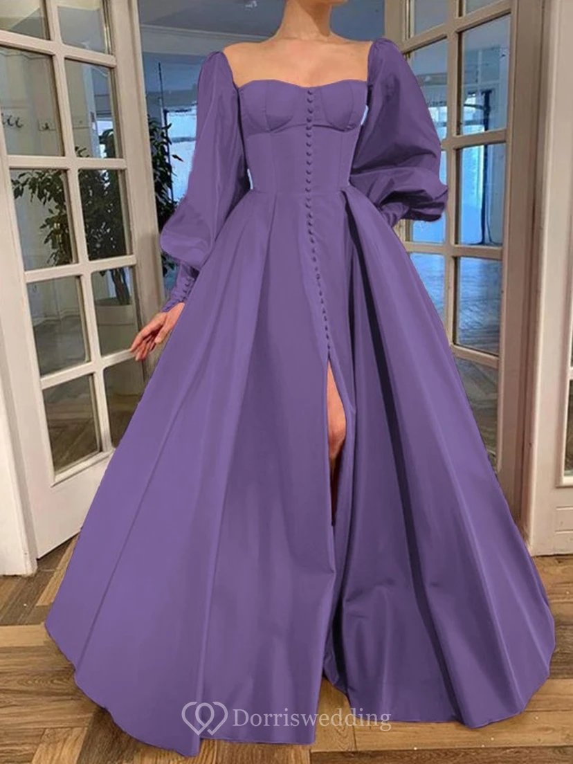 Elegantes Kleid im Vintage-Stil mit langen Puffärmeln, Empire-Stil und Schlitz vorne view 46