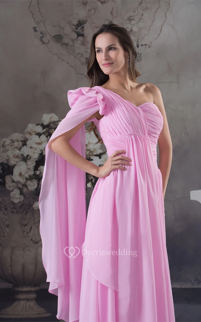 Pastel Chiffon Asymmetrical Pleats and Dress With Ruching view 8
