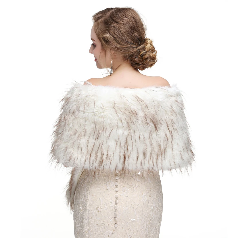 Bridal Winter Warm Wool Cape Fur Wedding Dress Fox Fur Waistcoat view 10