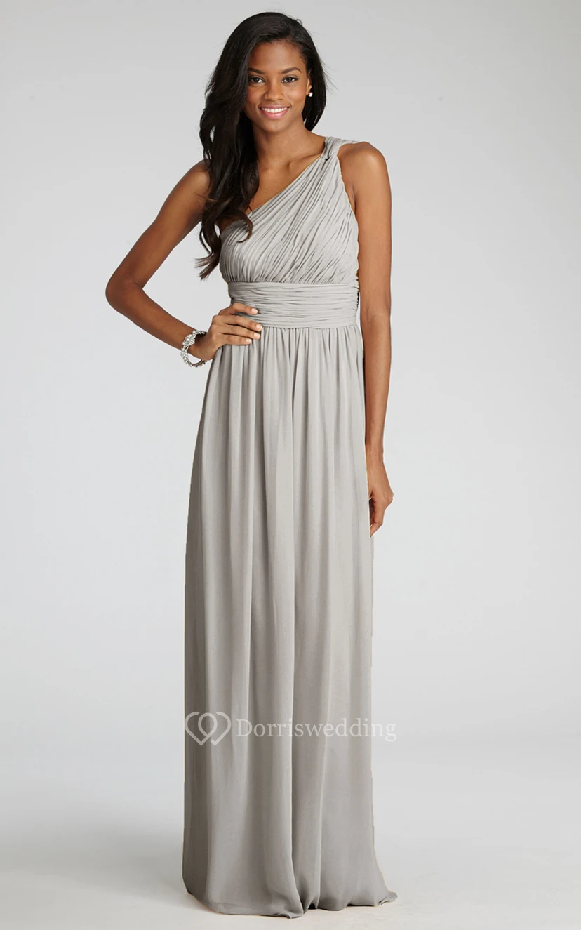 Long-Chiffon Modern One-Shoulder Dress With Ruching view 27