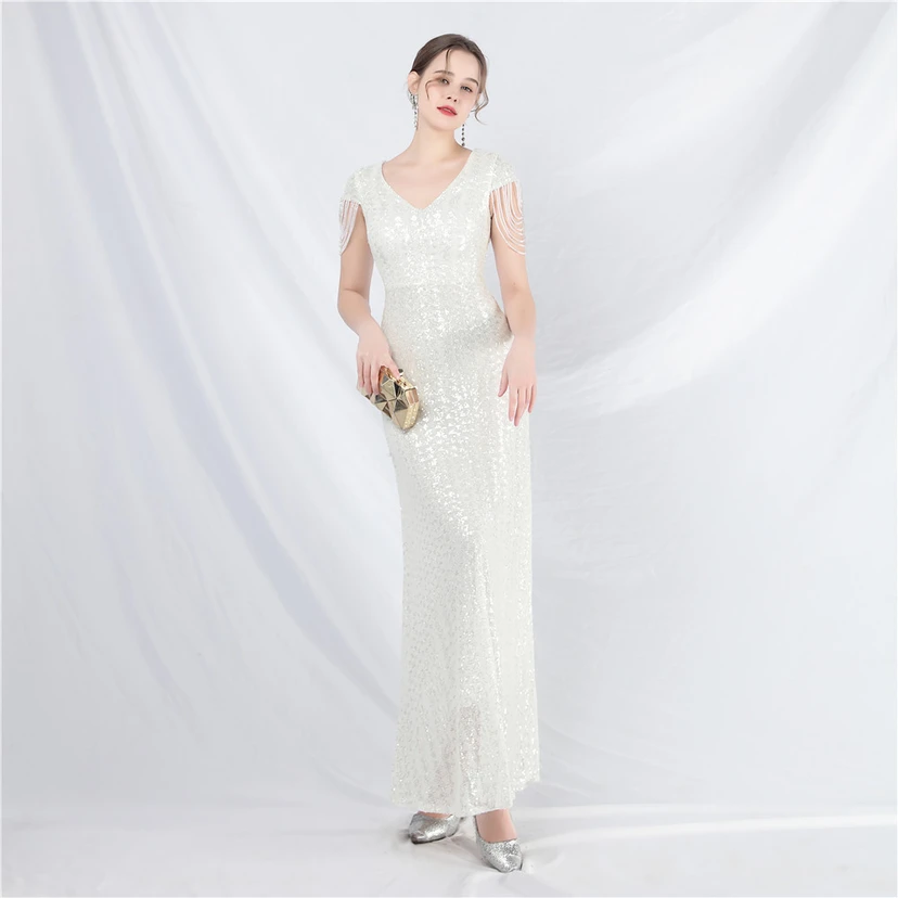 A-Line Big Swing Dress Craft Sequined Long A-Line Evening Dress view 50