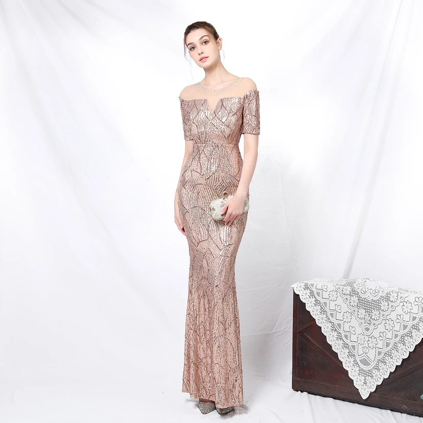 Elegantes, langärmeliges Paillettenkleid im Meerjungfrauenstil mit Meerjungfrauenschnitt – ein echter Hingucker! view 23