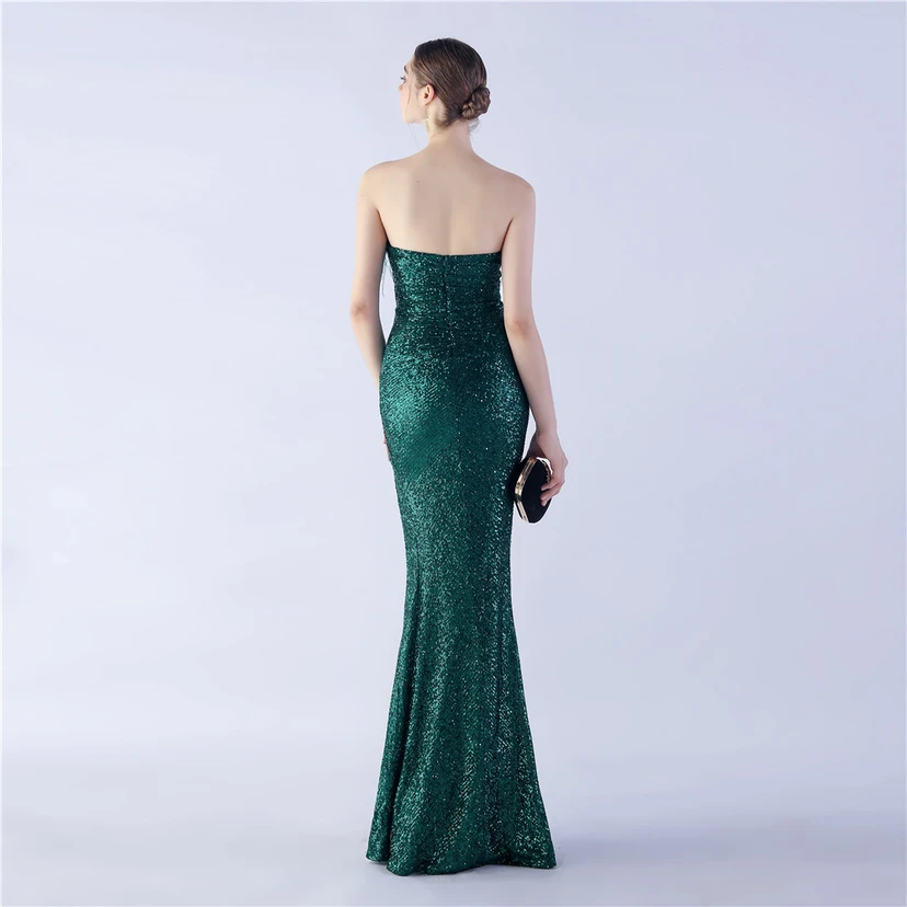 Ostrich Feather Plus Folding And Wrinkling Technology Host Dinner High-End Evening Dress view 33