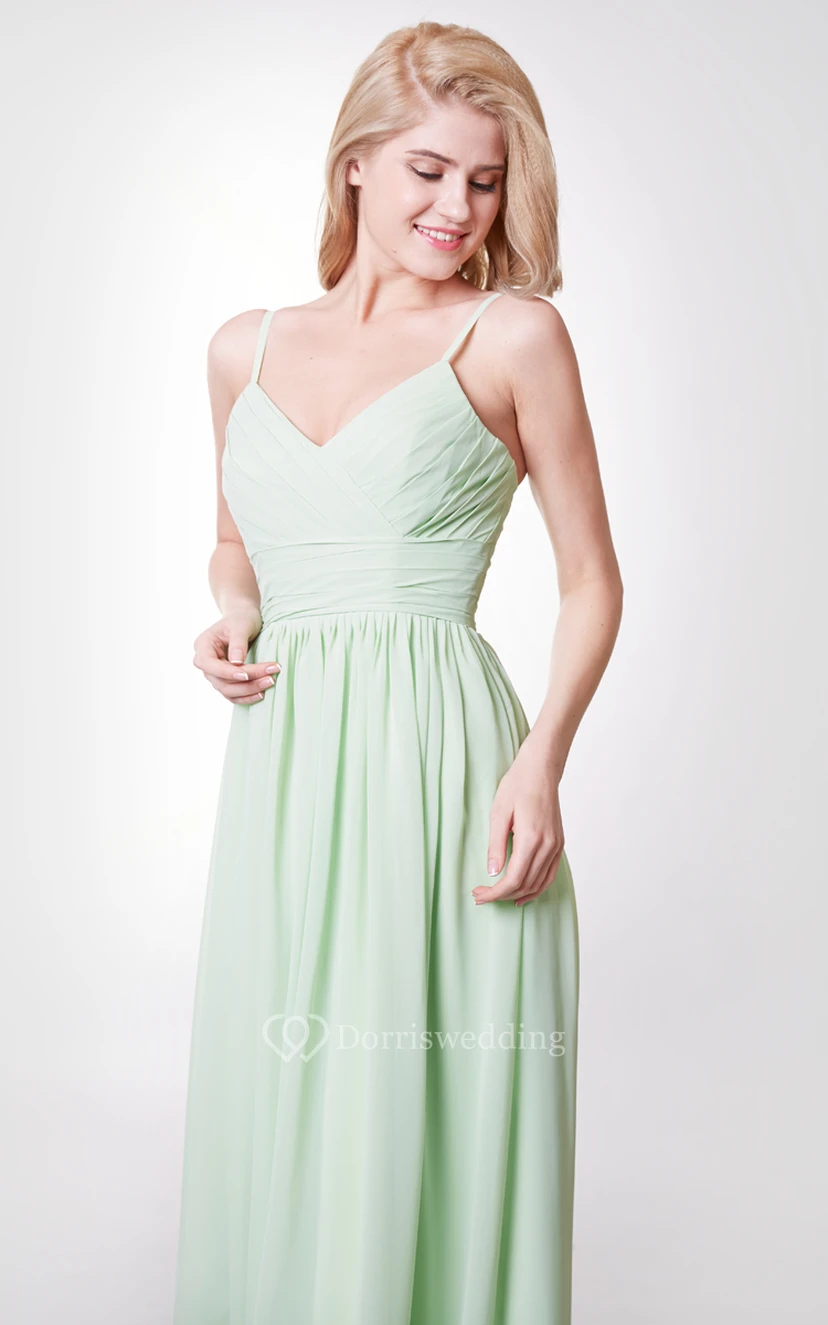 Sexy V-neck A-line Pleated Chiffon Gown view 5