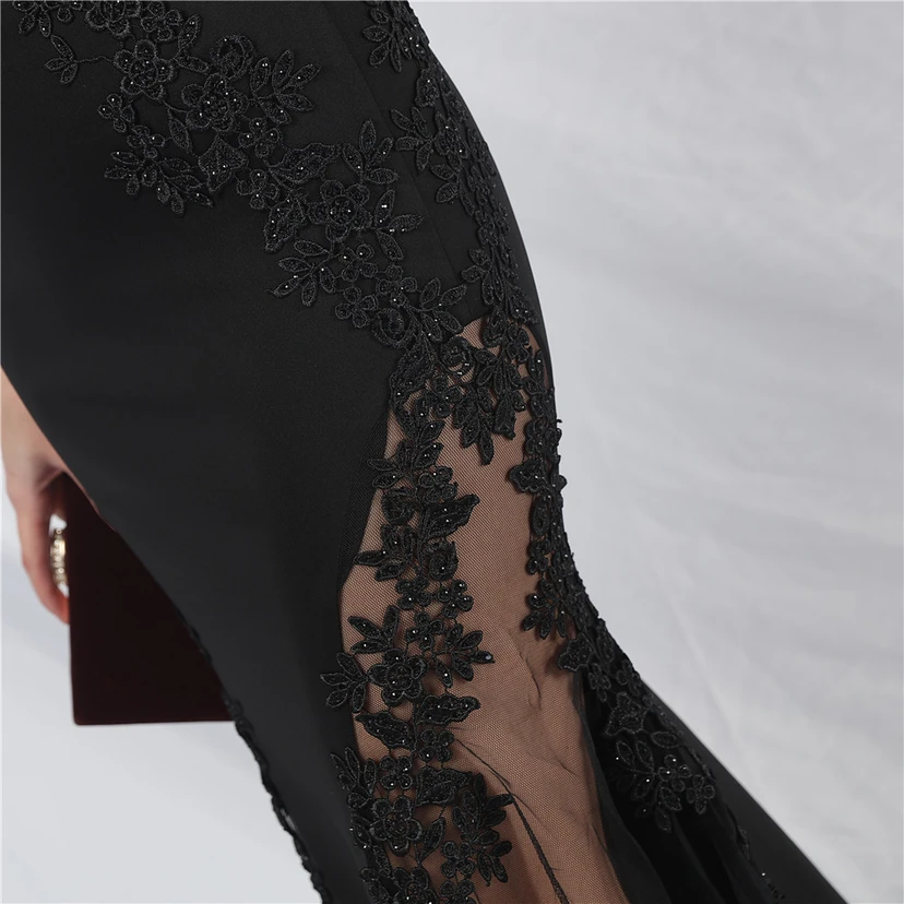 Spitzen-Abendkleid mit heißer Diamant- und Fischgrätenmuster-Weste, tiefem Taillenausschnitt, schulterfreiem Design und kurzer Schleppe view 54
