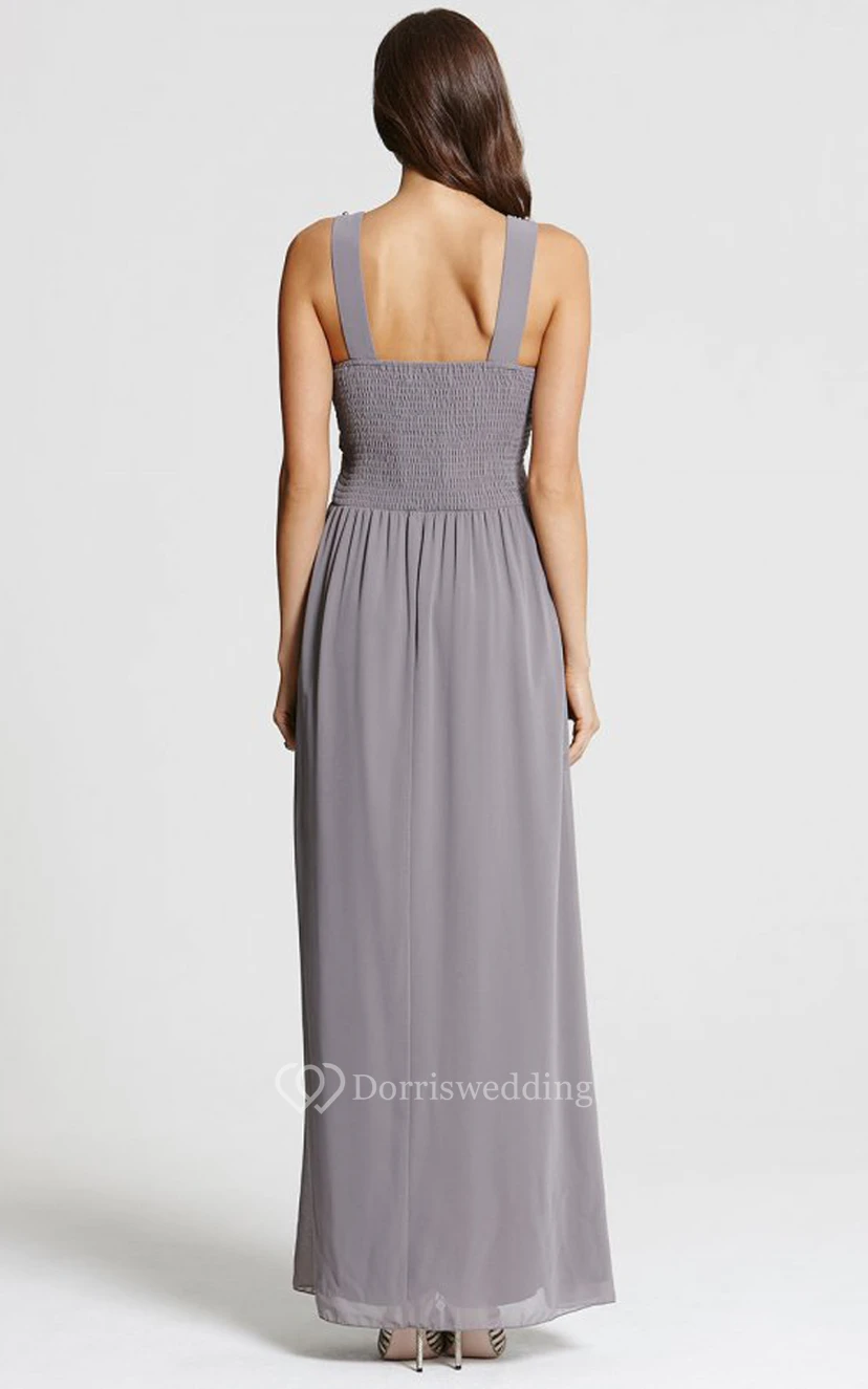 Scoop Neckline Modest A-Line Gown With Squared Back view 4