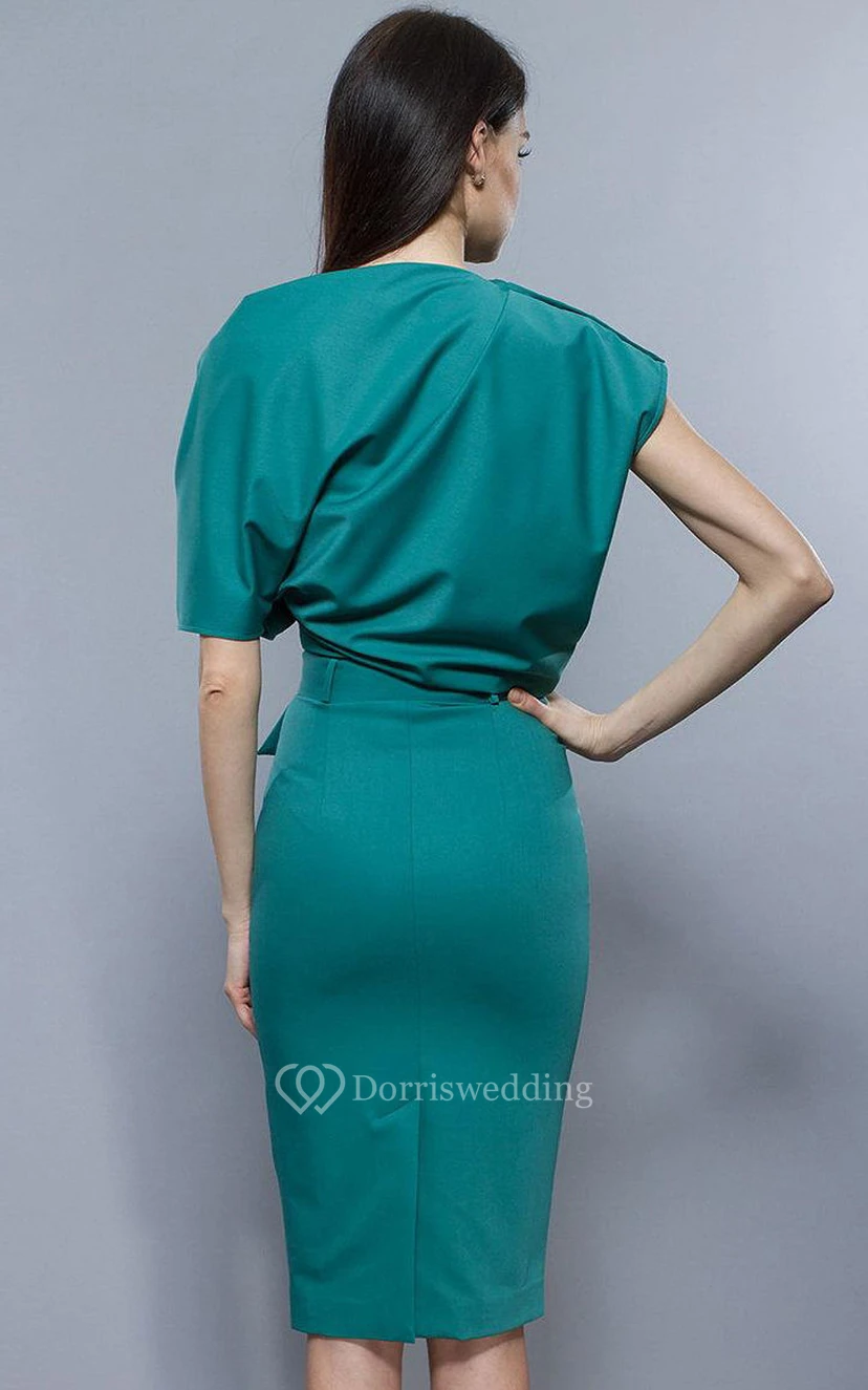 Oversize-Top, knielanges Jerseykleid mit Gürtel, türkis view 3