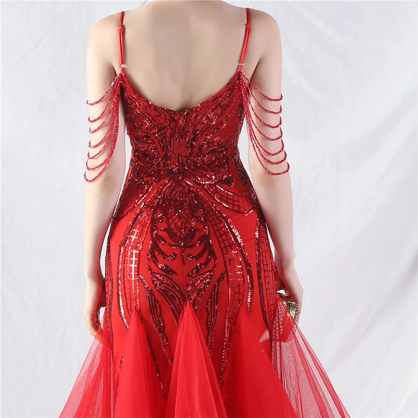 Handgefertigte Perlen, festes Netz, Positionierungsblumenperlen, Spleißnetz, heißes Tanz-Feier-Performance-Kleid view 37