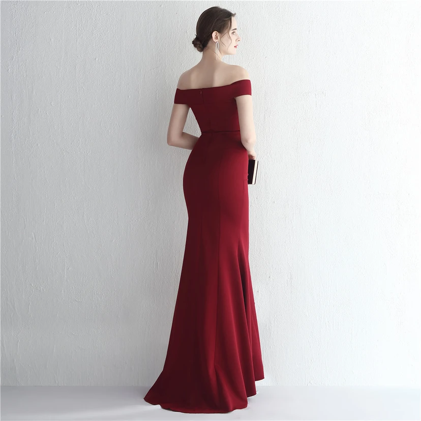 Vestido largo de satén ajustado de un solo hombro para cenas de celebridades, con falda de cola de pez ajustada, vestido de exhibición para modelos de autos de boda view 14