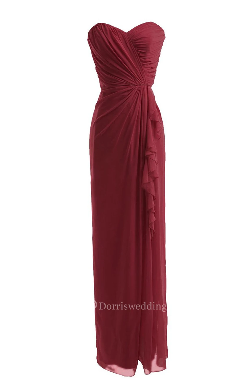 Strapless Long Dress With Draping and Basque Waist
