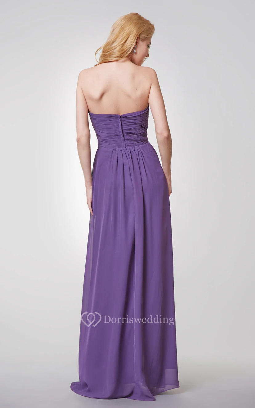 Sweetheart A-line Ruched Long Chiffon Dress view 2