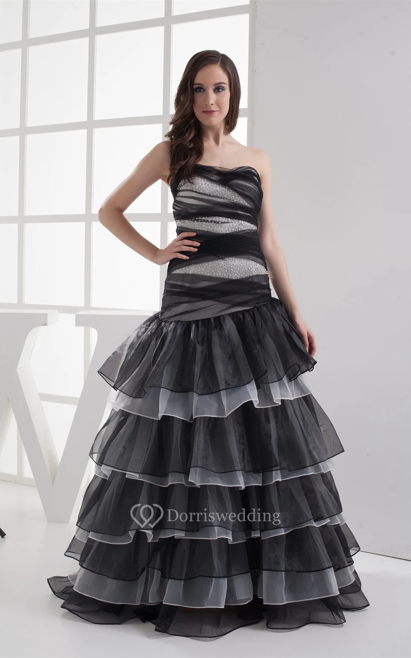 Two-Tone A-Line Stress and Gown With Tiers view 2