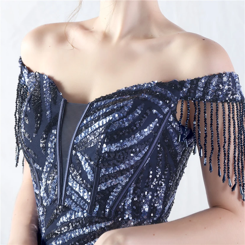 Palace Herringbone Waist Strap Heavy-Crafted Beaded High-End Evening Dress view 29