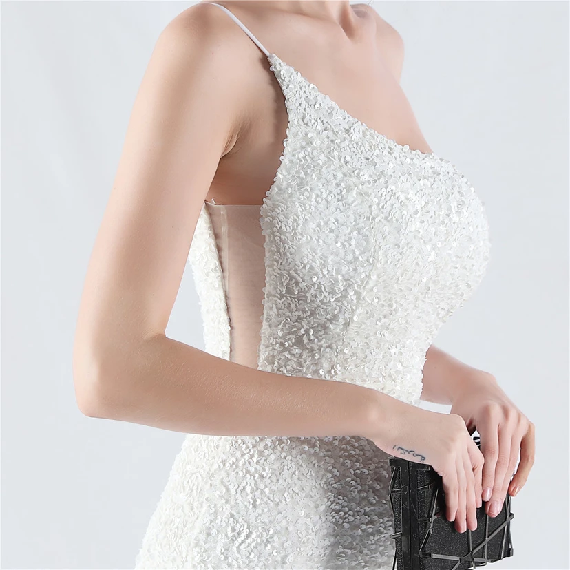 Sexy Abendkleid mit Samtsaum, Farbverlauf, Pailletten, hohem Schlitz und schräger Schulterpartie view 10