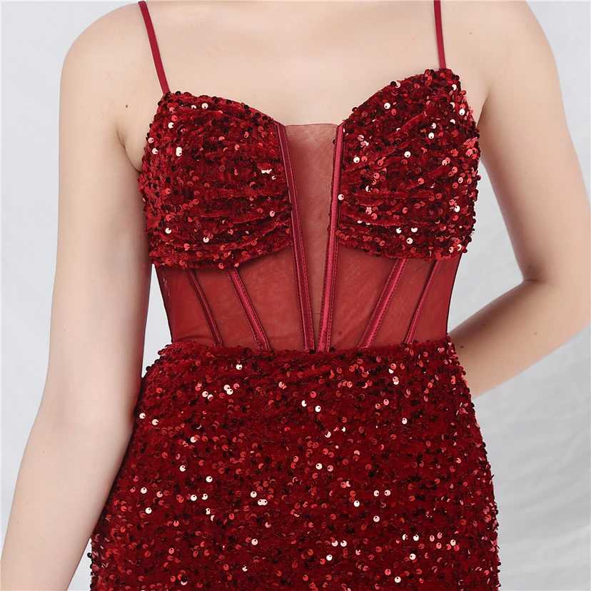 Palace Style Heavy Fishbone Waist Mesh Sequined High-End Evening Dress view 32