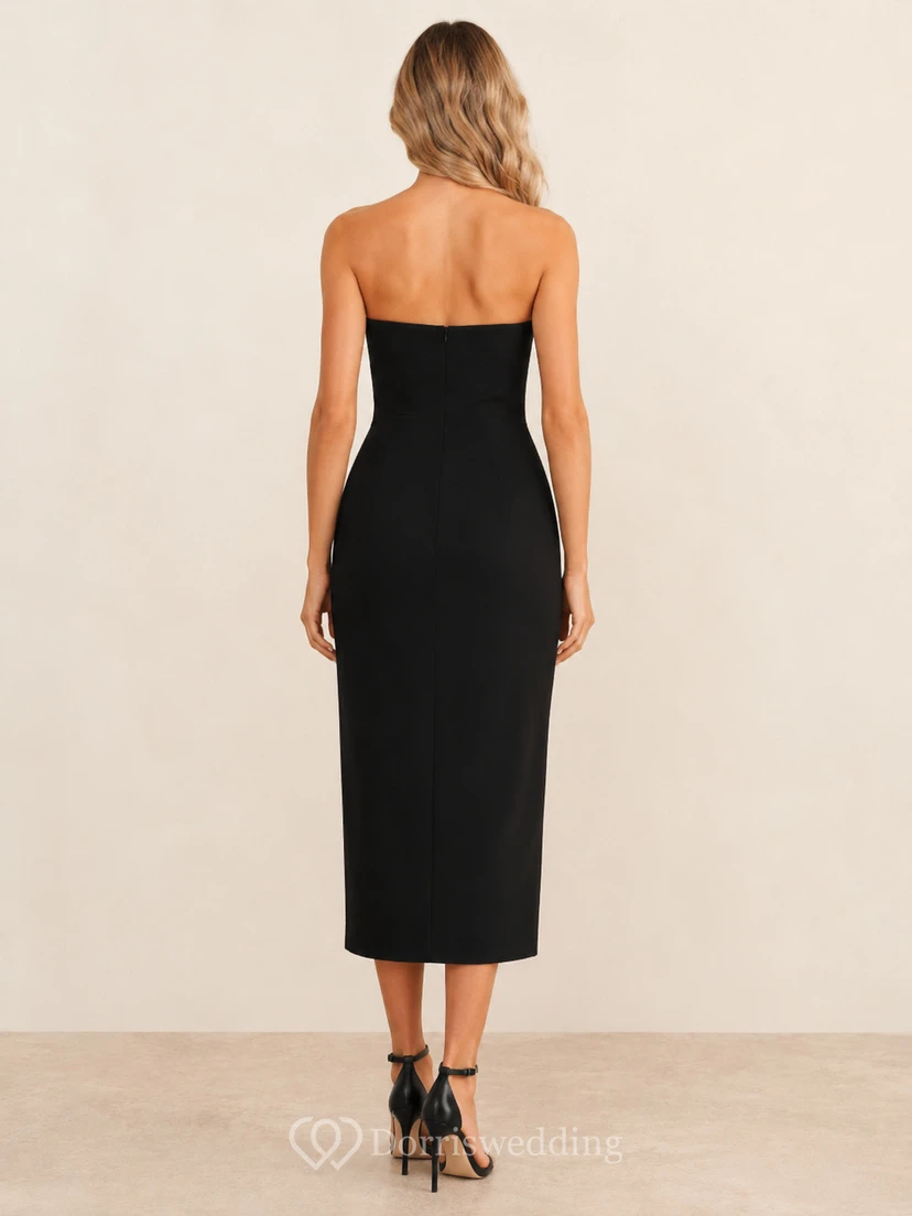 Black Strapless Minimalist Sheath Lookbook Studio Midi Dress view 2