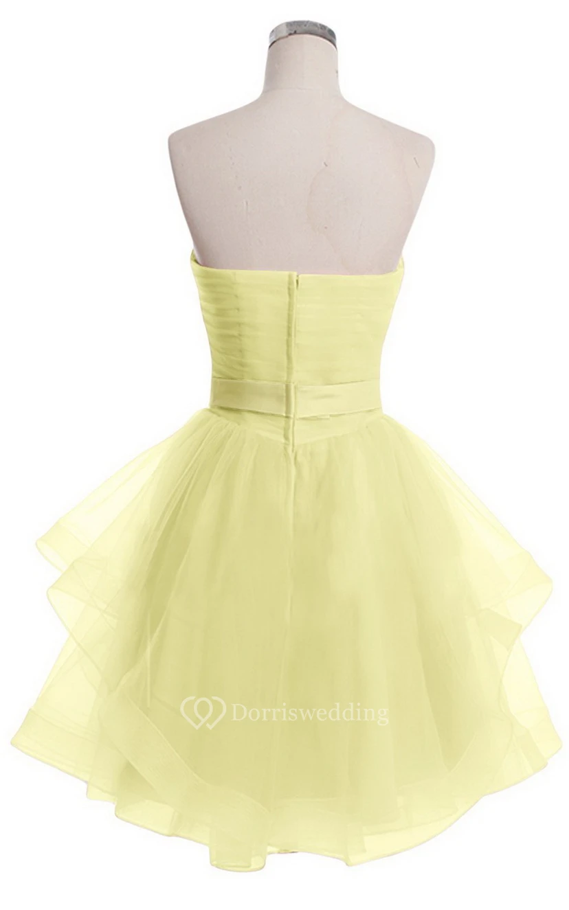 Sweetheart A-line Mini Dress With Pearled Waist view 14