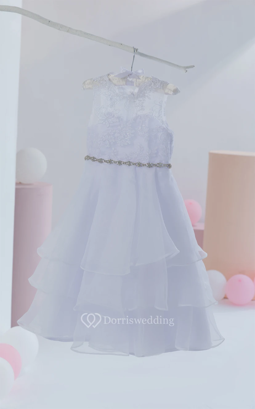 Cute Short A-line Lavender Flowergirl Dress with Applique and Beadings video preview