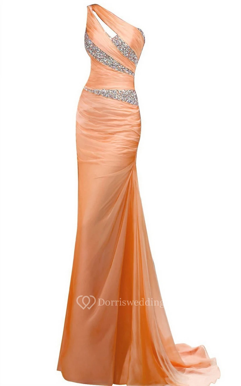 One-shoulder Long Sheath With Asymmetrical Sequins view 3