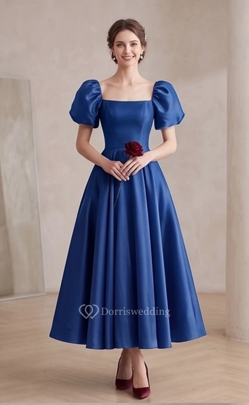 Puff-Sleeve Vintage Victorian A-line Dress | Regency Era Plus Size 1950s Bridesmaid Ball Gown | Modest Prom Wear view 10