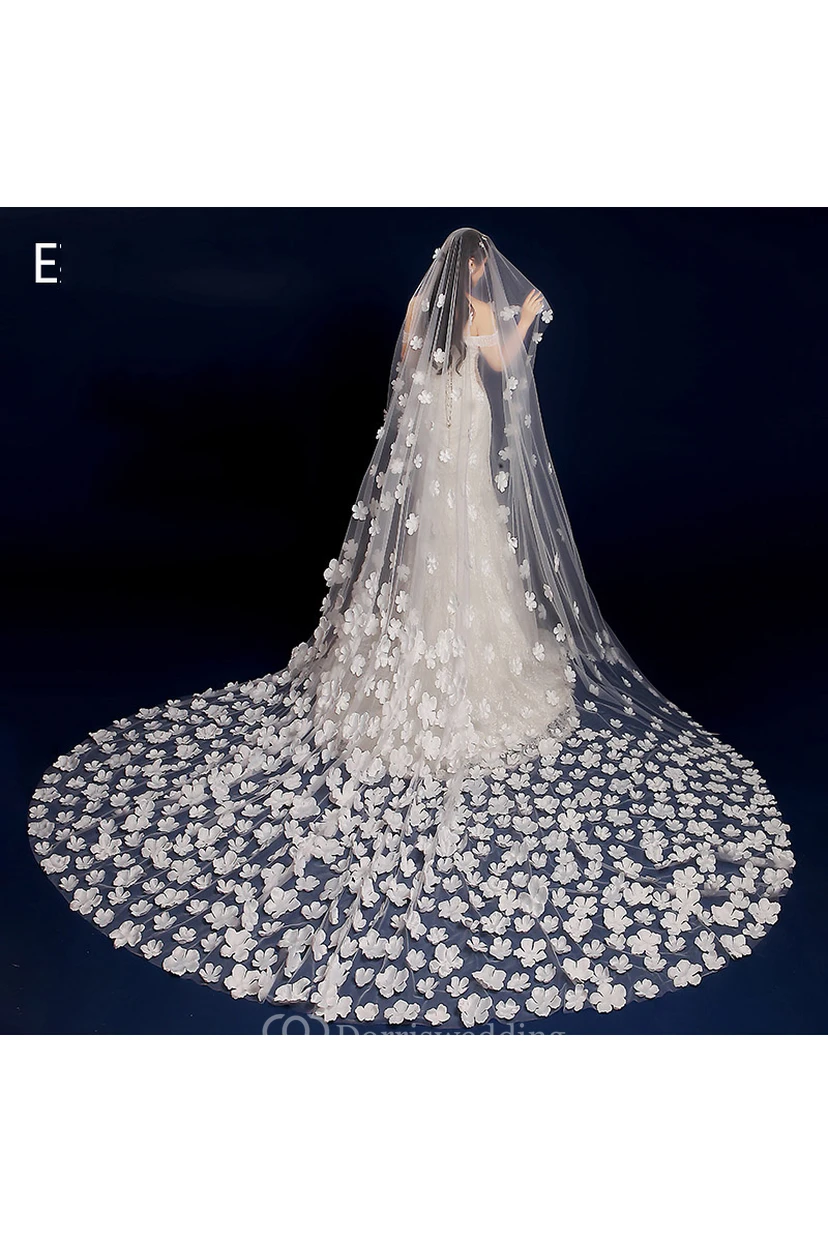 New Western Style Lace Appliques 3 Meters Long Encryption Trailing Veil view 2