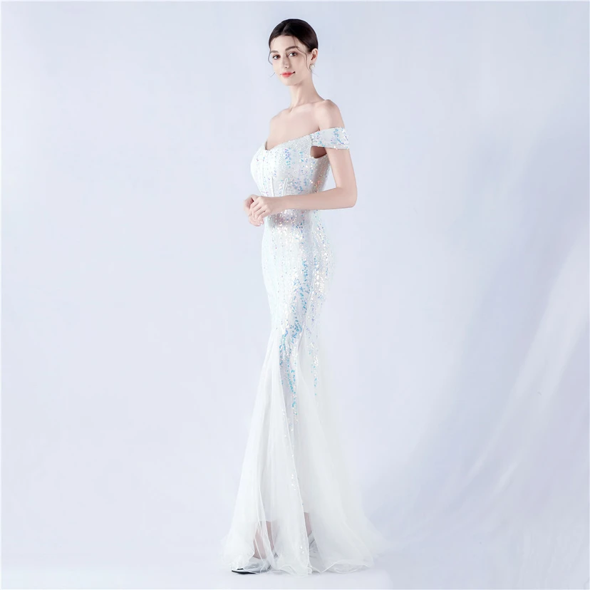 Craft Beading Mesh Sequins Evening Dress Annual Meeting Performance Host view 39