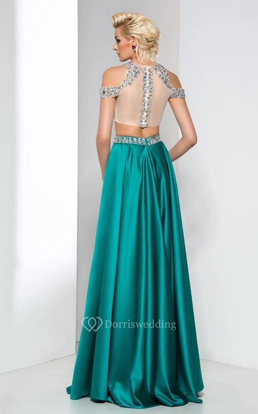 A-Line Two-Piece Beading Prom Dress view 2