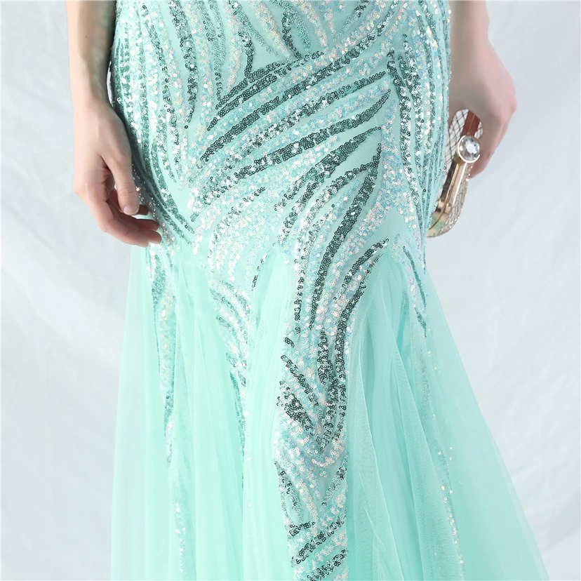 Crafted Ostrich Feather Stacked Sequins Splicing Mesh Gauze High-End Evening Dress Clothes view 90