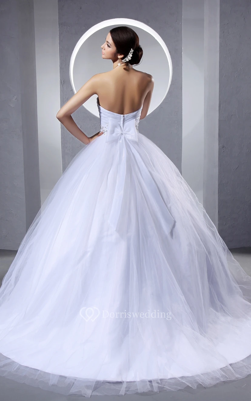 Criss-Cross Ruching Beaded Sash A-Line Ball Gown With Pleatings view 6