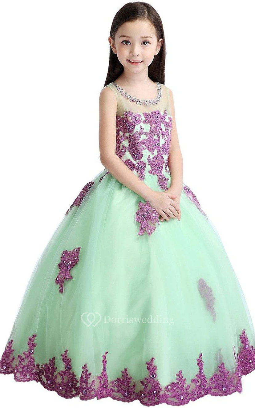Sleeveless A-line Dress With Appliques and Sequins view 3